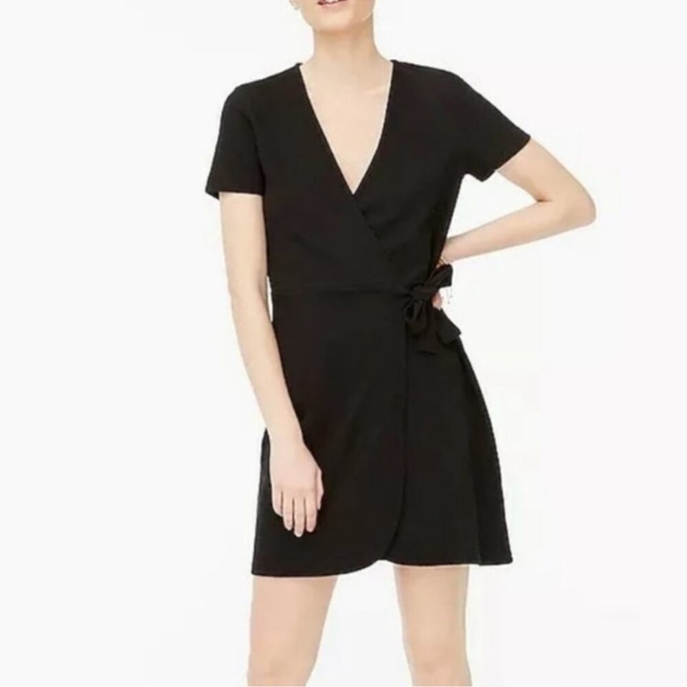 J Crew Factory Textured Knit Faux Wrap Mini Dress, Short Sleeve - Womens Small